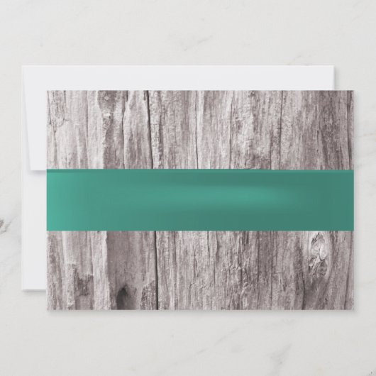 ひまわり素朴ティール(緑がかった色)ベルト結婚式招待状 招待状 (裏面)