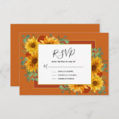 ひまわり素朴テラコッタバラカントリーウェディング 出欠カード (正面/裏面)