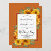 ひまわり素朴テラコッタバラカントリーウェディング 招待状 (正面/裏面)
