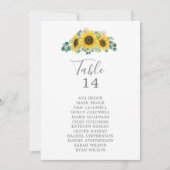 ひまわり素朴テーブル番号座席表カード (正面)