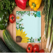 ひまわり素朴デイジーティール(緑がかった色)フローラ キッチンタオル