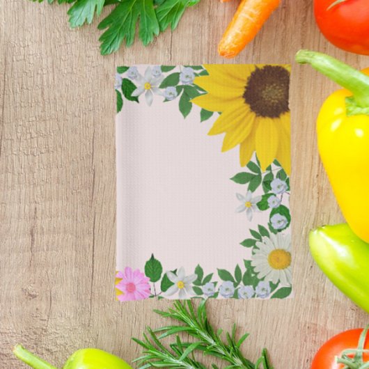 ひまわり素朴デイジーフローラピンク キッチンタオル