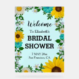 ひまわり素朴デイジーフローラブライダルシャワー アクリルサイン