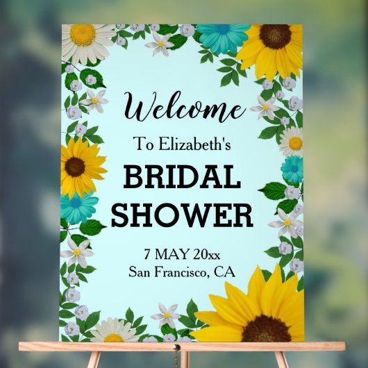ひまわり素朴デイジーフローラブライダルシャワー アクリルサイン (ニュートラル)