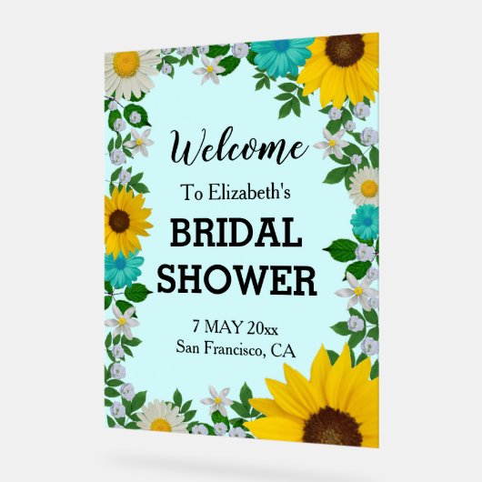 ひまわり素朴デイジーフローラブライダルシャワー アクリルサイン (傾斜)