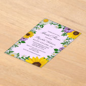 ひまわり素朴デイジーフローラブライダルシャワー アクリル招待状 (レイダウン)