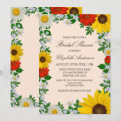 ひまわり素朴デイジーフローラブライダルシャワー 招待状 (正面/裏面)