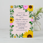 ひまわり素朴デイジーフローラブライダルシャワー 箔招待状 (立ち正面)