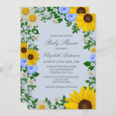 ひまわり素朴デイジーフローラベビーシャワー 招待状 (正面/裏面)