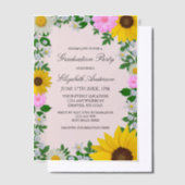 ひまわり素朴デイジーフローラ卒業パーティー ベラム紙招待状 (オフセット)