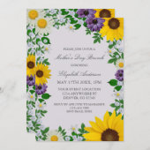 ひまわり素朴デイジーフローラ母の日 招待状 (正面/裏面)