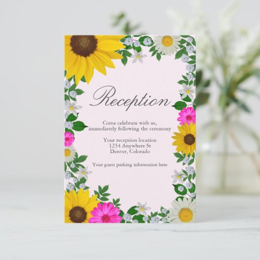 ひまわり素朴デイジーフローラ結婚披露宴 エンクロージャーカード (スタンド正面)
