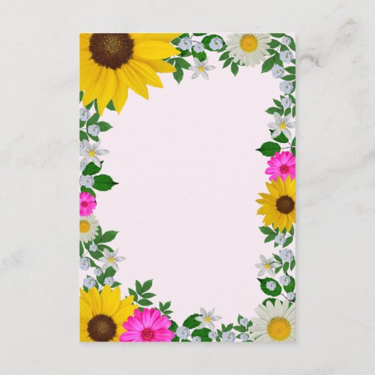 ひまわり素朴デイジーフローラ結婚披露宴 エンクロージャーカード (裏面)