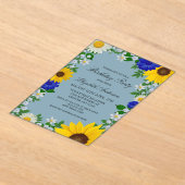 ひまわり素朴デイジーフローラ誕生日 アクリル招待状 (レイダウン)