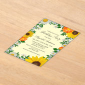 ひまわり素朴デイジーフローラ誕生日 アクリル招待状 (レイダウン)