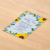 ひまわり素朴デイジーフローラ誕生日 アクリル招待状 (レイダウン)