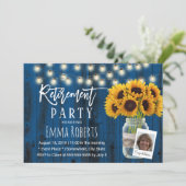 ひまわり素朴ネイビーバーンウッドフォトリタイアメント 招待状 (スタンド正面)