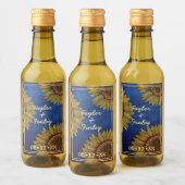 ひまわり素朴ネイビーパーソナライズされたル結婚ズ ワインラベル (ボトル)