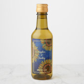 ひまわり素朴ネイビーパーソナライズされたル結婚ズ ワインラベル (正面)