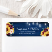 ひまわり素朴ネイビーブルージャールライツ結婚ズ ラベル (インサイチュ)