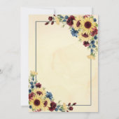 ひまわり素朴ネイビーブルーブルゴーニュフローラズ結婚 招待状 (裏面)