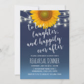 ひまわり素朴ネイビーブルーリハーサルディナー 招待状 (正面)