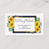 ひまわり素朴ネイビー青バラズ結婚ウェブサイト エンクロージャーカード (正面)