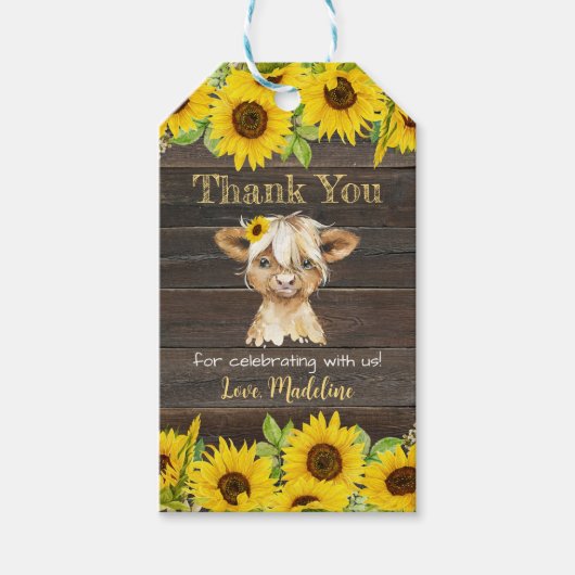 ひまわり素朴ハイランドカウキュウサンキュービター ギフトタグ (正面)