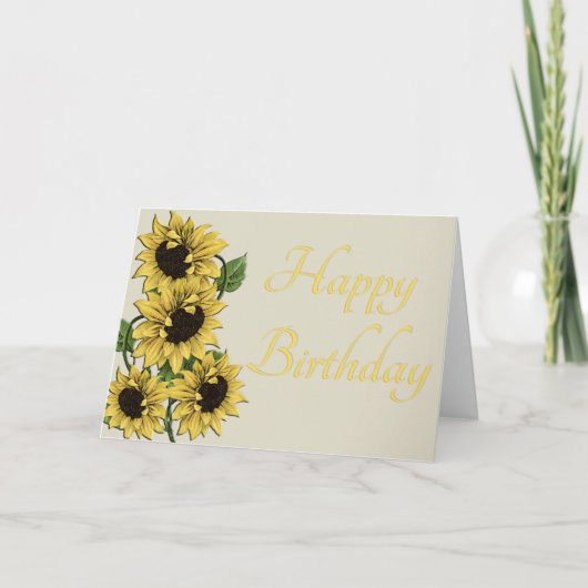 ひまわり素朴ハッピーバースデーカード カード (正面)