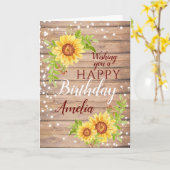 ひまわり素朴ハッピーバースデーフローラ カード (黄色い花)