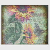 ひまわり素朴バタフライエはっきりしたフェラ ラッピングペーパー (フラット)