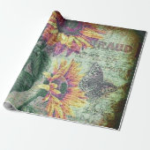 ひまわり素朴バタフライエはっきりしたフェラ ラッピングペーパー (アンロールド)