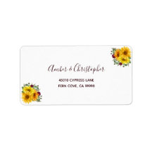 ひまわり素朴バラウェディングRSVP差出人住所