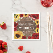 ひまわり素朴バラウッド結婚背景 スタンダードカクテルナプキン (インサイチュ)