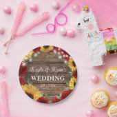 ひまわり素朴バラウッド結婚背景 ペーパープレート (パーティー)