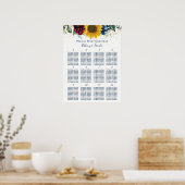 ひまわり素朴バラフローラ結婚の座席表 ポスター (キッチン)