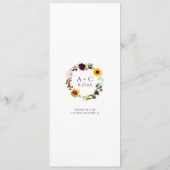 ひまわり素朴バラブルゴーニュレッド結婚ズ メニュー (裏面)