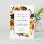ひまわり素朴バラブルゴーニュ秋結婚フローラ 招待状 (スタンド正面)