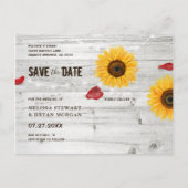 ひまわり素朴バラ結婚の木の日付を保存 案内ポストカード (裏面)