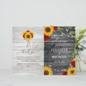 ひまわり素朴バラDIY折り畳み結婚式 プログラム (スタンド正面)