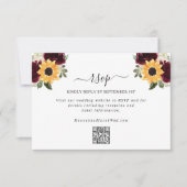 ひまわり素朴バラQRコー結婚ド 出欠カード (正面)