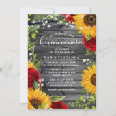ひまわり素朴バーガンディバラウッドキンセアニェラ 招待状 (正面)