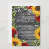 ひまわり素朴バーガンディバラウッドバースデーパーティー 招待状 (正面)