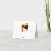 ひまわり素朴バーガンディバラフローラ水彩 ノートカード (裏面)