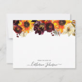 ひまわり素朴バーガンディバラフローラ水彩 ノートカード (正面)