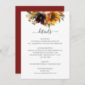 ひまわり素朴バーガンディフローラ結婚ズ詳細 エンクロージャーカード (正面/裏面)