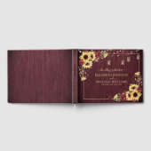 ひまわり素朴バーガンディーウッドフローラ結婚ズ ゲストブック (全面)