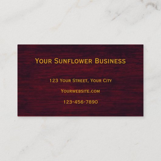 ひまわり素朴バーガンディーカントリーウッド 名刺 (裏面)