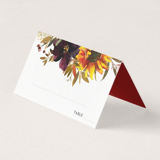 ひまわり素朴バーガンディ水カラー秋の結婚式 (裏面)