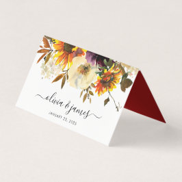 ひまわり素朴バーガンディ水カラー秋の結婚式